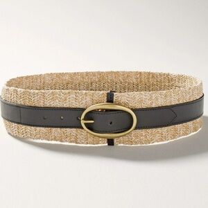 White House Black Market Wide Straw Belt — M/L